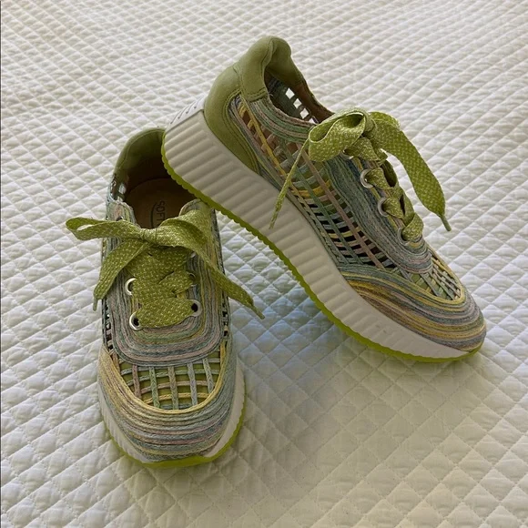 SOFTWAVES women's ardi sneakers in raffia multi green pastel EU 38 - Picture 1 of 5